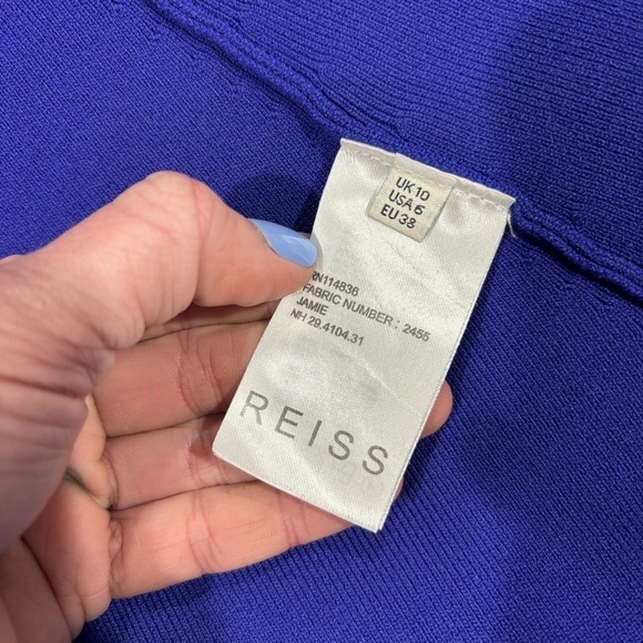 Reiss Womens Blue Archive Jamie Knitted V Neck Sleeveless A Line Dress Size 6 - Picture 7 of 16